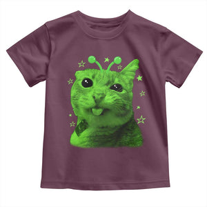 Funny Alien Cat Meme Retro Y2K Vintage Space Kitty Toddler T Shirt