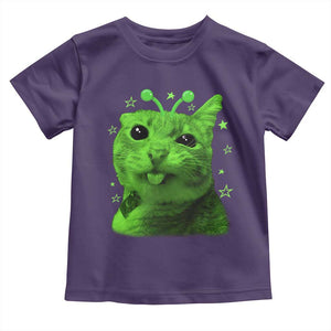 Funny Alien Cat Meme Retro Y2K Vintage Space Kitty Toddler T Shirt