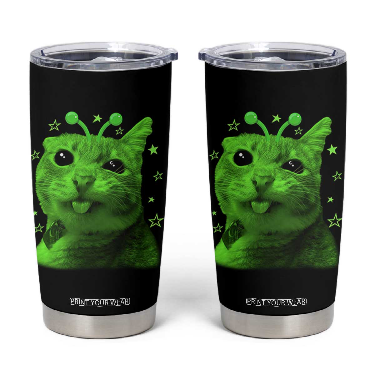 Funny Alien Cat Meme Retro Y2K Vintage Space Kitty Tumbler Cup