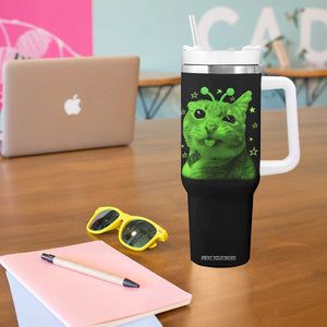 Funny Alien Cat Meme Retro Y2K Vintage Space Kitty Tumbler With Handle