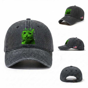 Funny Alien Cat Meme Retro Y2K Vintage Space Kitty Washed Cotton Baseball Cap
