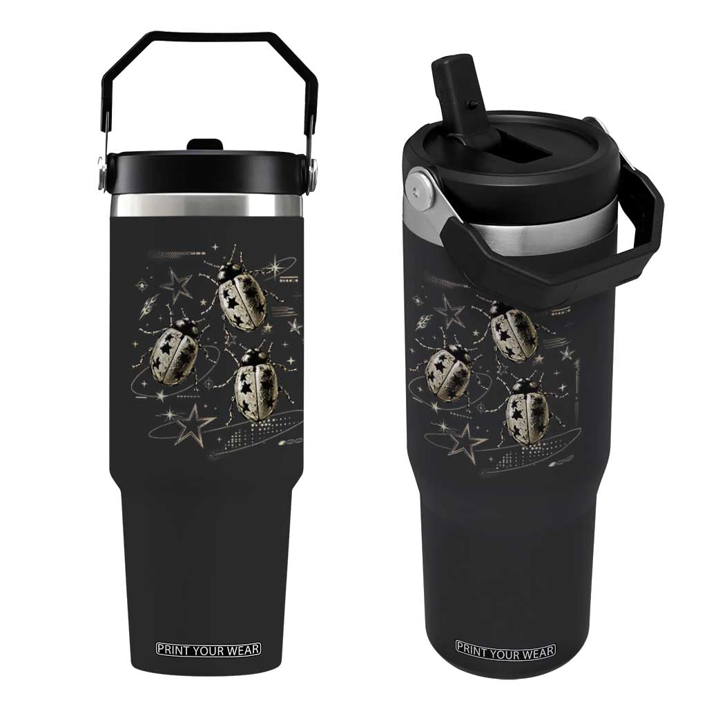 Cute Ladybug Y2k Grunge 2000s Alt 90s Vintage Star Dots Teen Flip Straw Tumbler TS10 One Size: 30 oz Black Print Your Wear