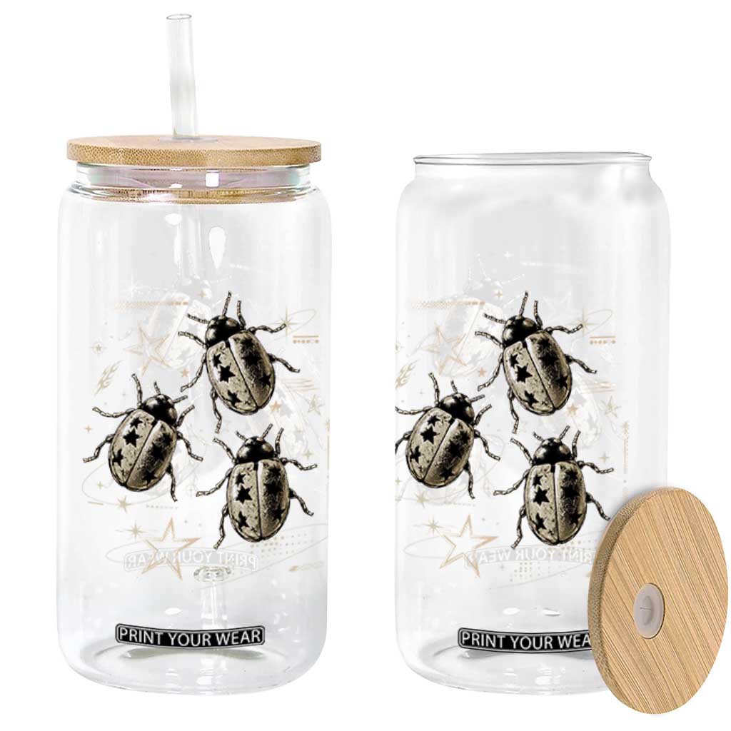 Cute Ladybug Y2k Grunge 2000s Alt 90s Vintage Star Dots Teen Glass Can