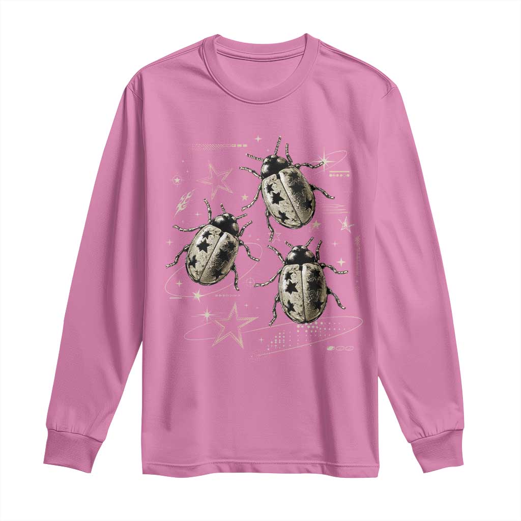 Cute Ladybug Y2k Grunge 2000s Alt 90s Vintage Star Dots Teen Long Sleeve Shirt