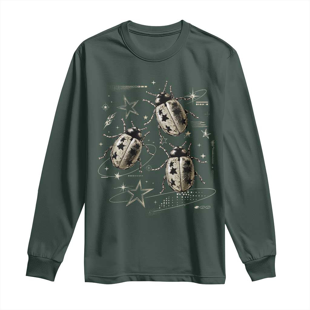 Cute Ladybug Y2k Grunge 2000s Alt 90s Vintage Star Dots Teen Long Sleeve Shirt