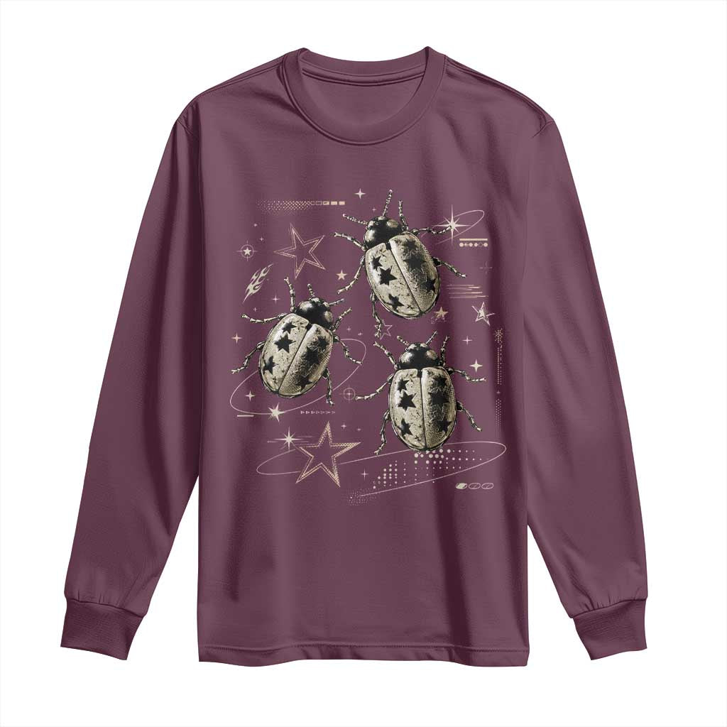 Cute Ladybug Y2k Grunge 2000s Alt 90s Vintage Star Dots Teen Long Sleeve Shirt