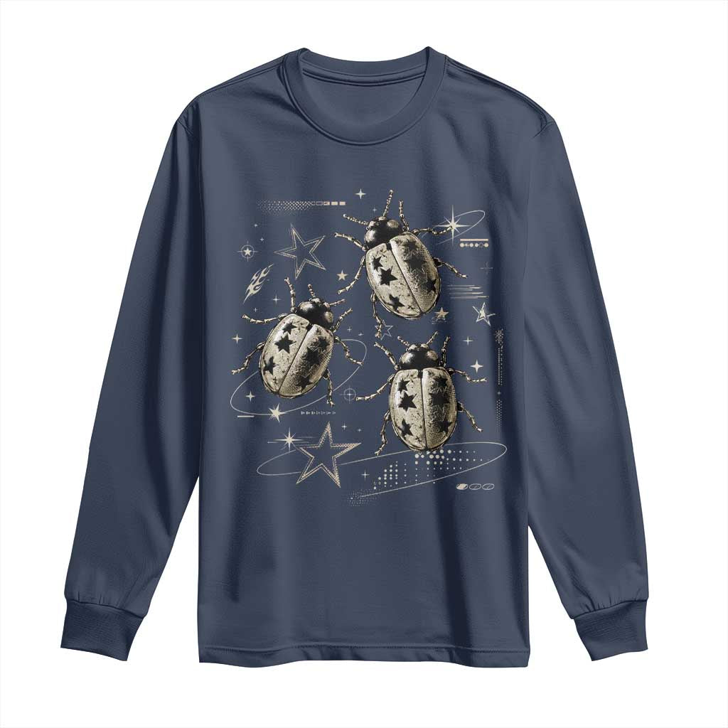 Cute Ladybug Y2k Grunge 2000s Alt 90s Vintage Star Dots Teen Long Sleeve Shirt