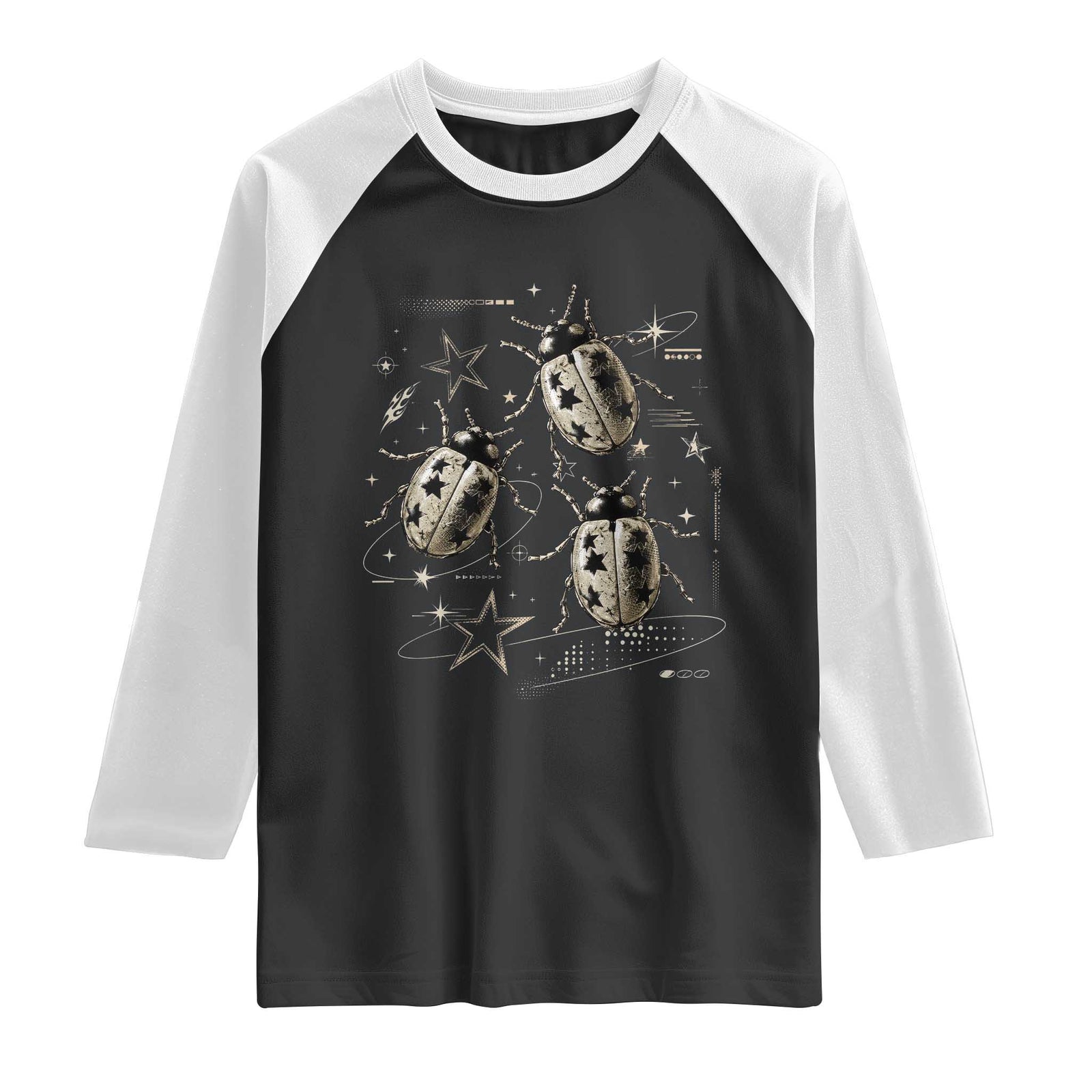 Cute Ladybug Y2k Grunge 2000s Alt 90s Vintage Star Dots Teen Raglan Shirt TS10 Black White Print Your Wear