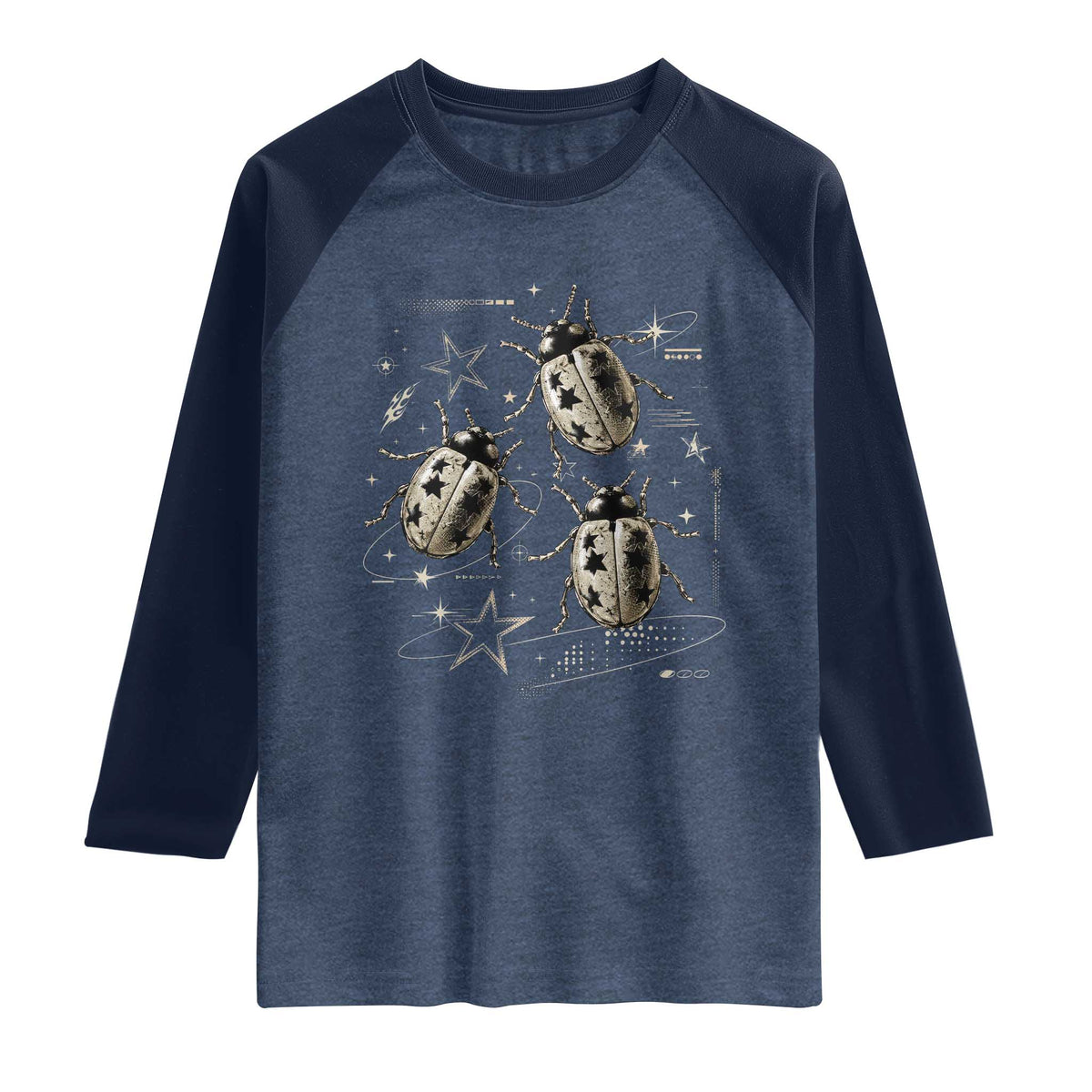 Cute Ladybug Y2k Grunge 2000s Alt 90s Vintage Star Dots Teen Raglan Shirt