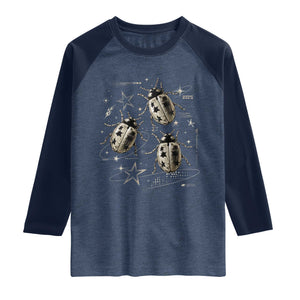 Cute Ladybug Y2k Grunge 2000s Alt 90s Vintage Star Dots Teen Raglan Shirt
