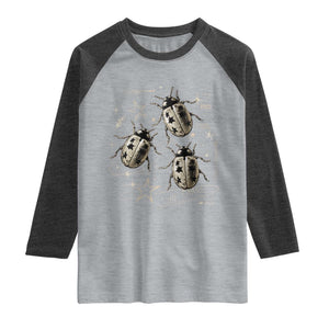Cute Ladybug Y2k Grunge 2000s Alt 90s Vintage Star Dots Teen Raglan Shirt