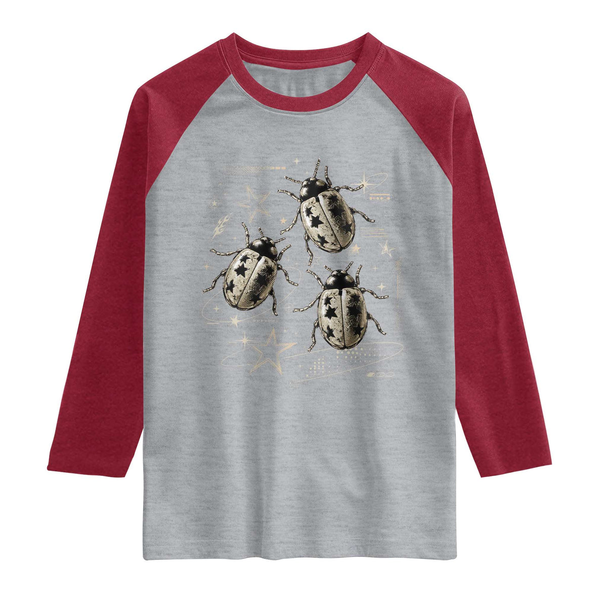 Cute Ladybug Y2k Grunge 2000s Alt 90s Vintage Star Dots Teen Raglan Shirt