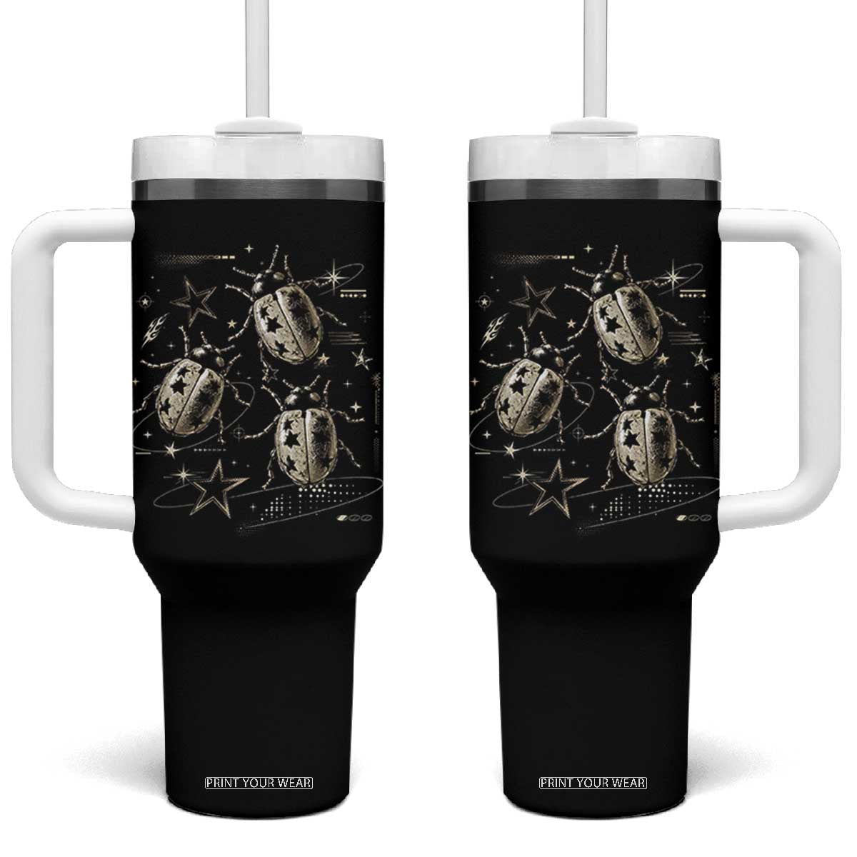 Cute Ladybug Y2k Grunge 2000s Alt 90s Vintage Star Dots Teen Tumbler With Handle TS10 One Size: 40 oz Black Print Your Wear