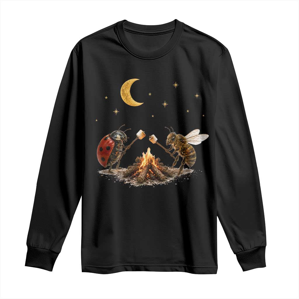 Bee And Ladybug Campfire Long Sleeve Shirt Cottagecore Gift TS10 Black Print Your Wear