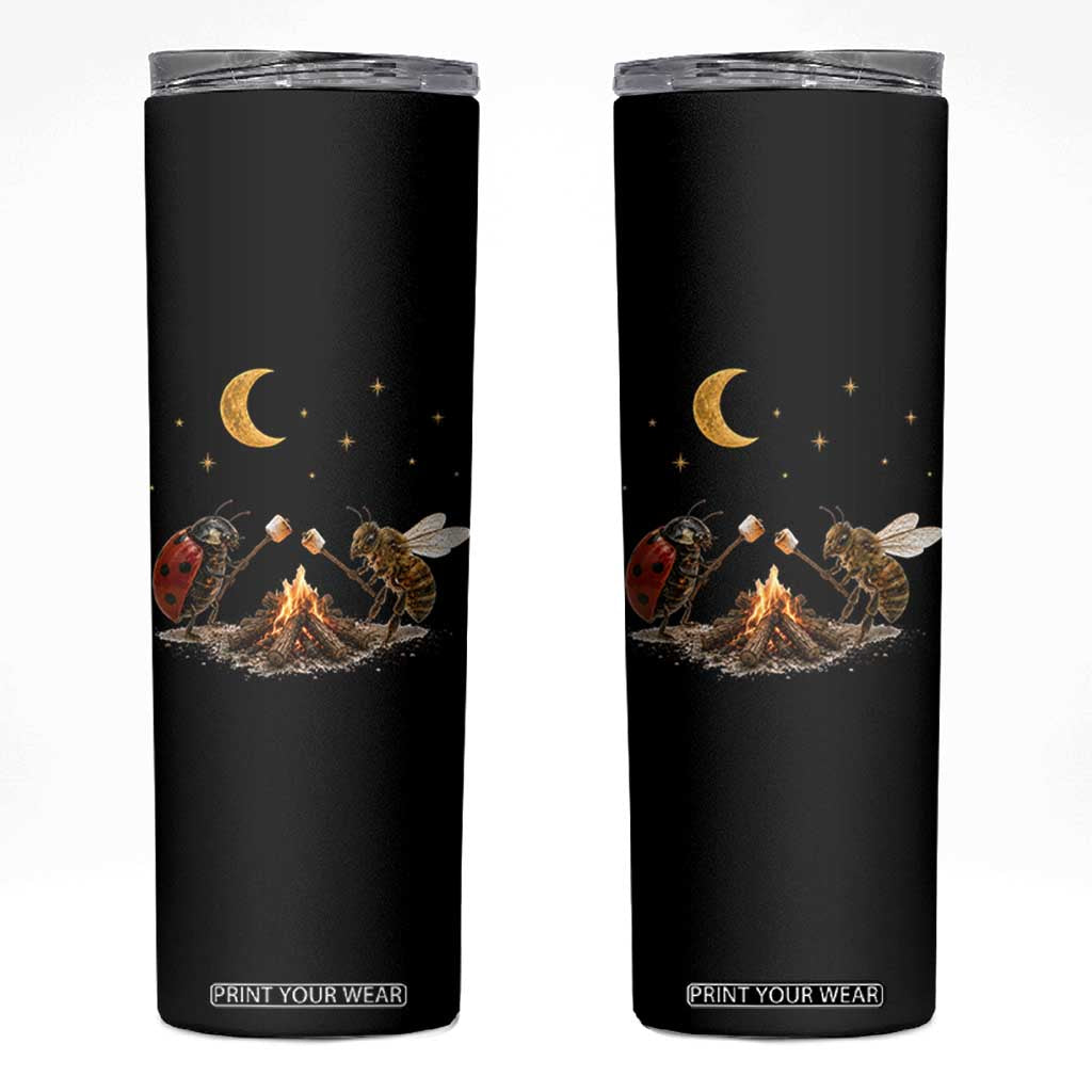 Bee And Ladybug Campfire Skinny Tumbler Cottagecore Gift TS10 Black Print Your Wear