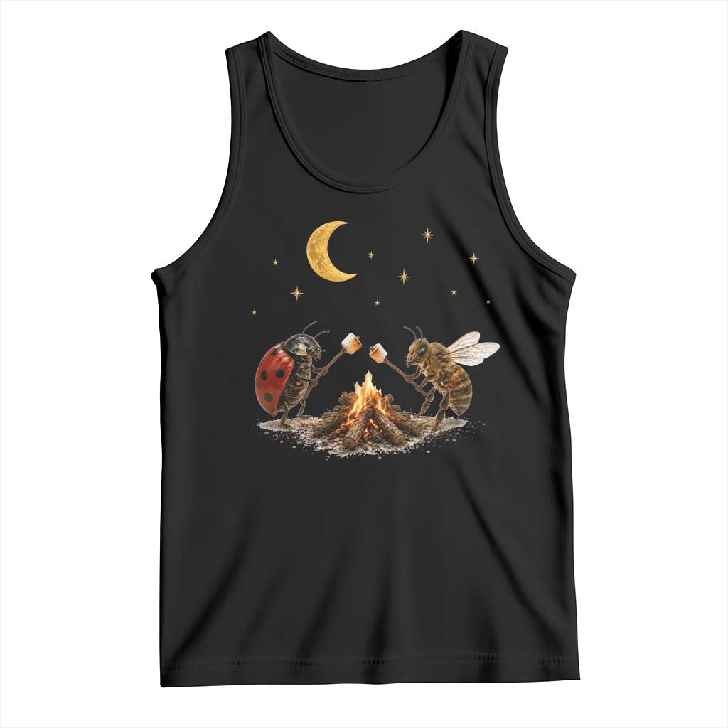 Bee And Ladybug Campfire Tank Top Cottagecore Gift TS10 Black Print Your Wear