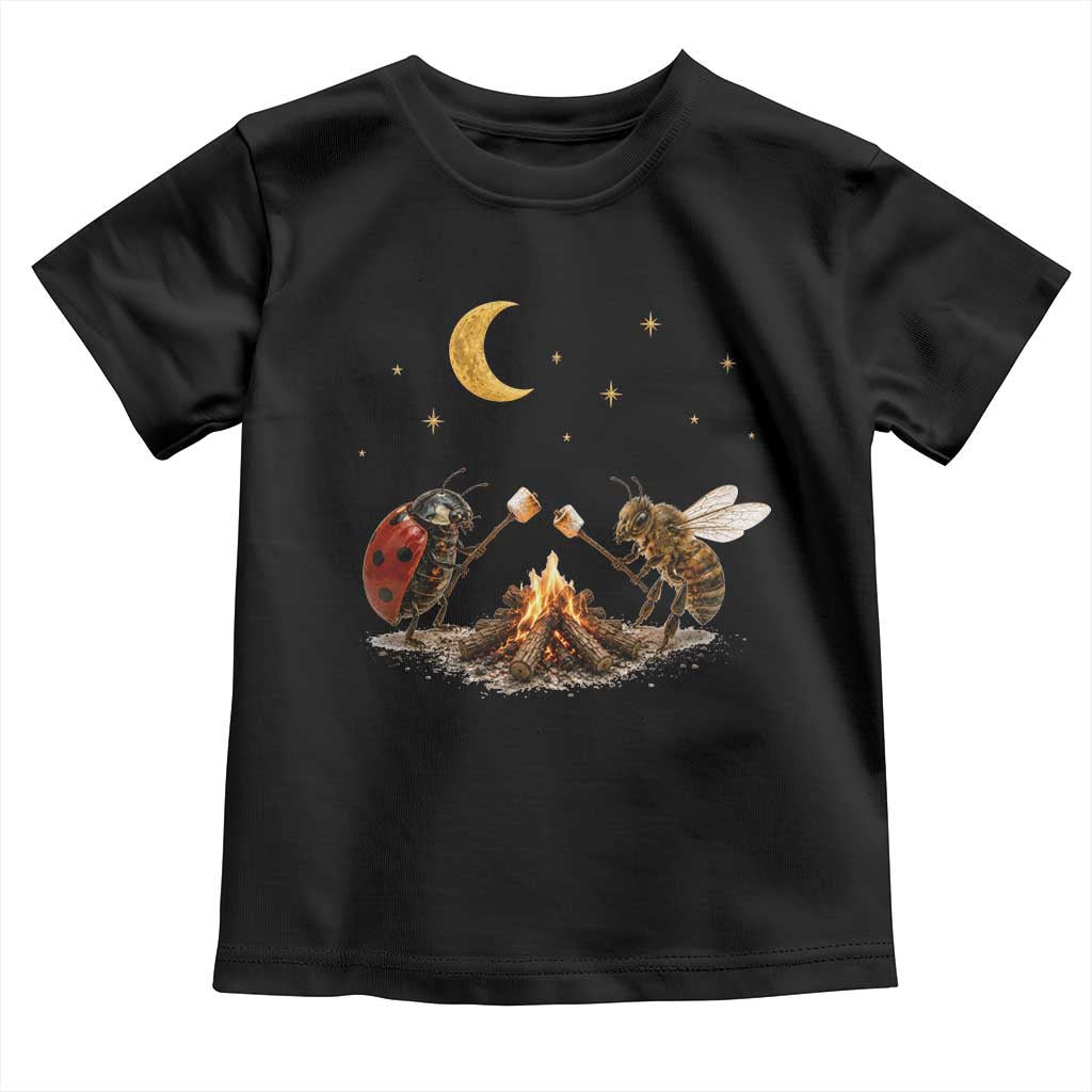 Bee And Ladybug Campfire Toddler T Shirt Cottagecore Gift TS10 Black Print Your Wear