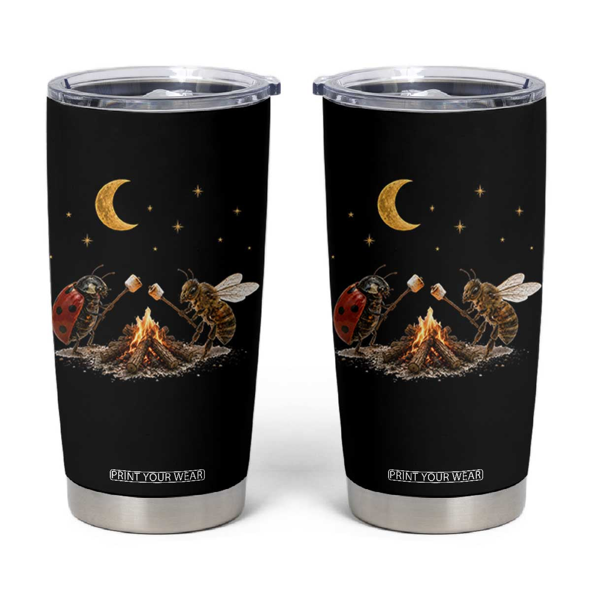 Bee And Ladybug Campfire Tumbler Cup Cottagecore Gift TS10 Black Print Your Wear