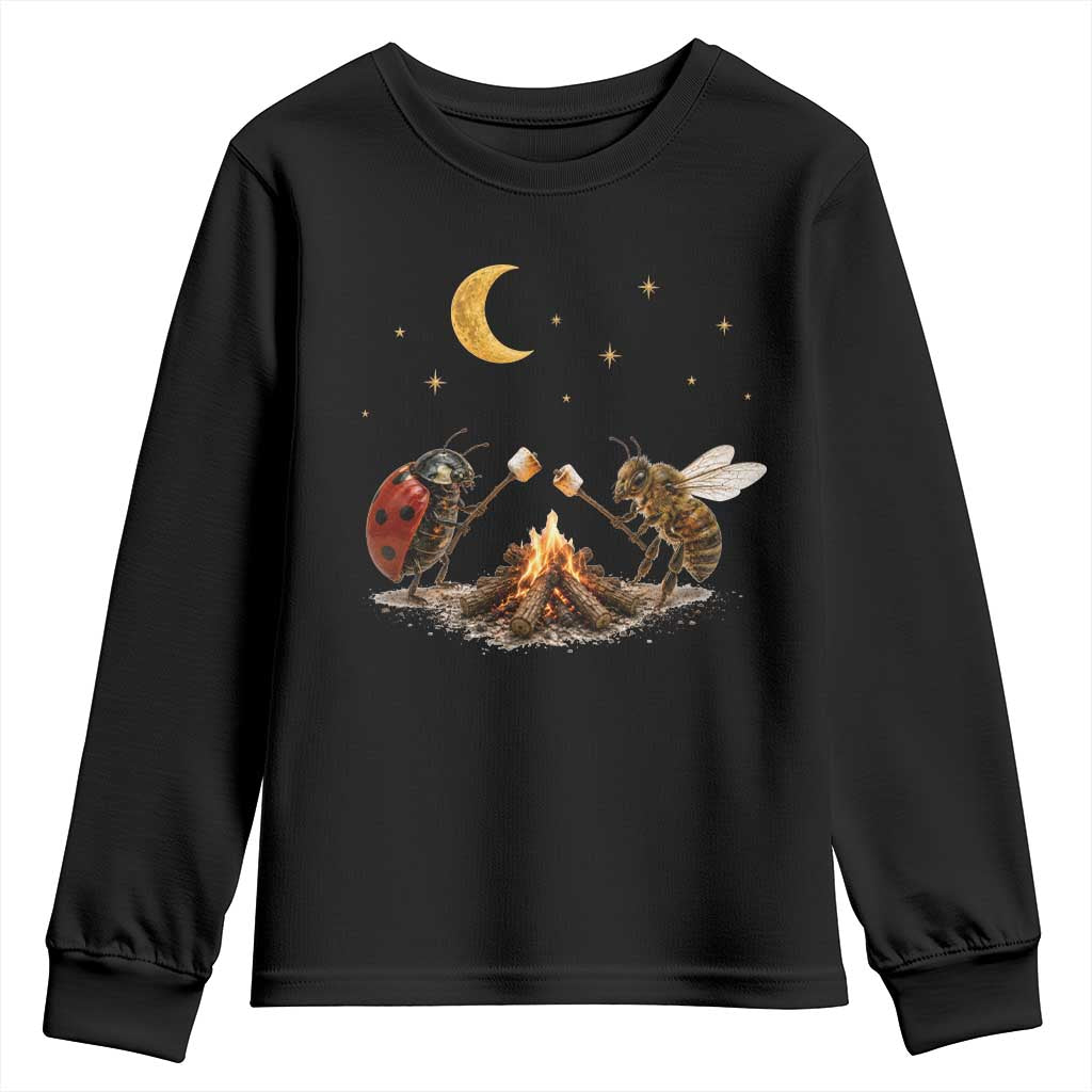 Bee And Ladybug Campfire Youth Sweatshirt Cottagecore Gift TS10 Black Print Your Wear