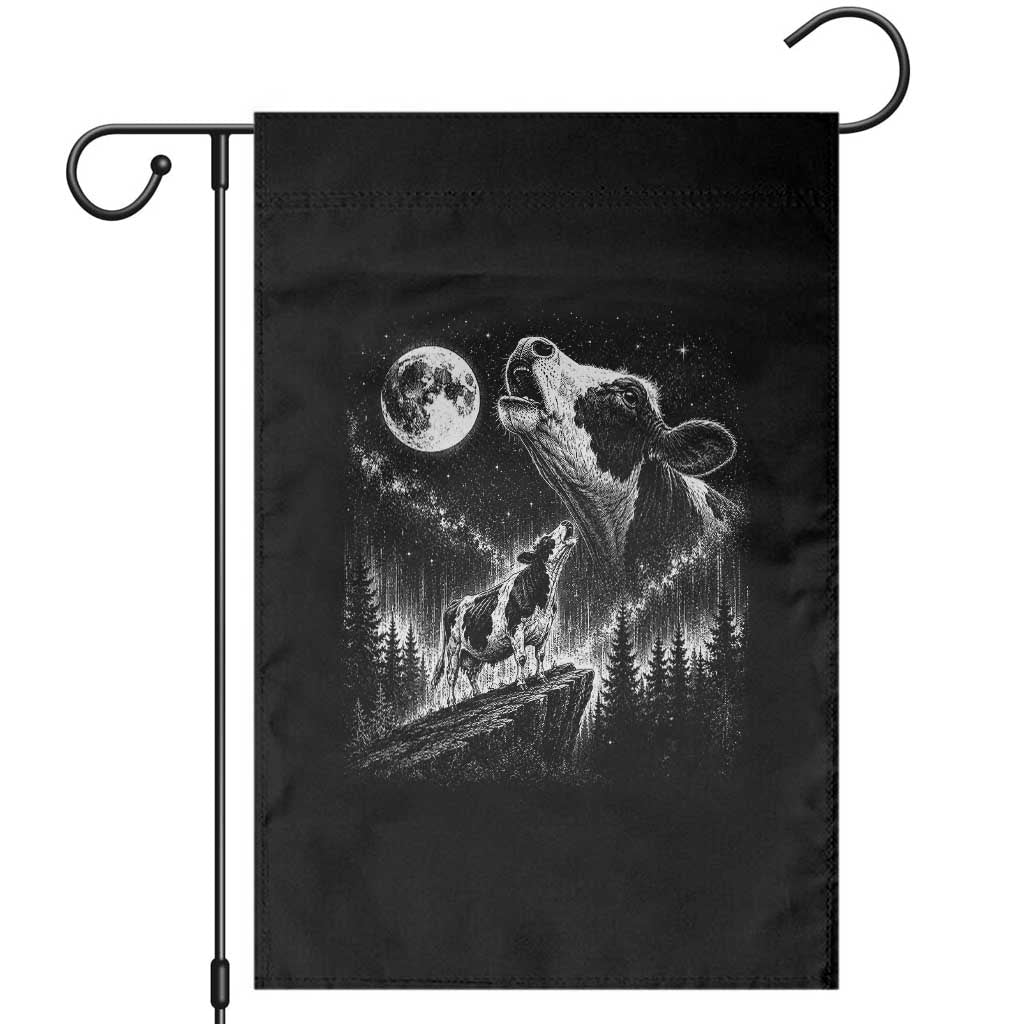 Cow Howling at Moon Vintage 90s Graphic Garden Flag Retro Farm Animal Country Western Gift TS10 Black Print Your Wear
