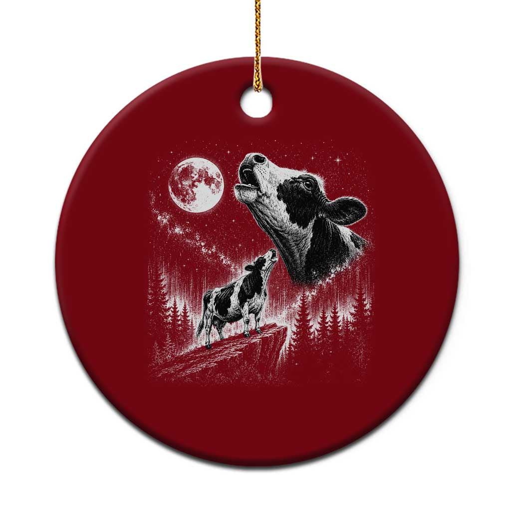 Cow Howling at Moon Vintage 90s Graphic Ceramic Ornament Retro Farm Animal Country Western Gift TS10 1pc Red Print Your Wear