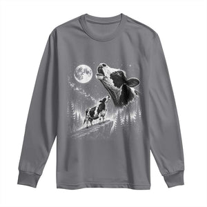 Cow Howling at Moon Vintage 90s Graphic Long Sleeve Shirt Retro Farm Animal Country Western Gift TS10 Charcoal Print Your Wear