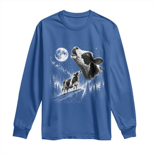 Cow Howling at Moon Vintage 90s Graphic Long Sleeve Shirt Retro Farm Animal Country Western Gift TS10 Royal Blue Print Your Wear