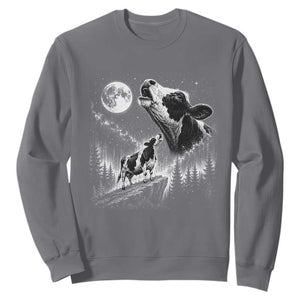 Cow Howling at Moon Vintage 90s Graphic Sweatshirt Retro Farm Animal Country Western Gift TS10 Charcoal Print Your Wear