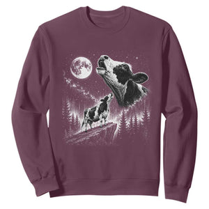 Cow Howling at Moon Vintage 90s Graphic Sweatshirt Retro Farm Animal Country Western Gift TS10 Maroon Print Your Wear