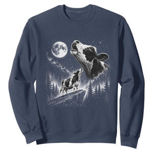 Cow Howling at Moon Vintage 90s Graphic Sweatshirt Retro Farm Animal Country Western Gift TS10 Navy Print Your Wear