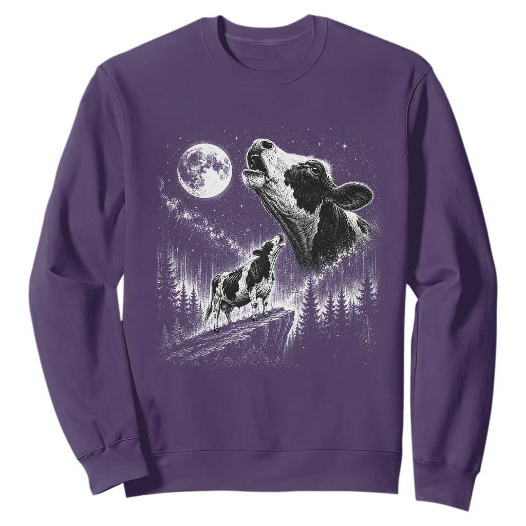 Cow Howling at Moon Vintage 90s Graphic Sweatshirt Retro Farm Animal Country Western Gift TS10 Purple Print Your Wear