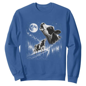 Cow Howling at Moon Vintage 90s Graphic Sweatshirt Retro Farm Animal Country Western Gift TS10 Royal Blue Print Your Wear