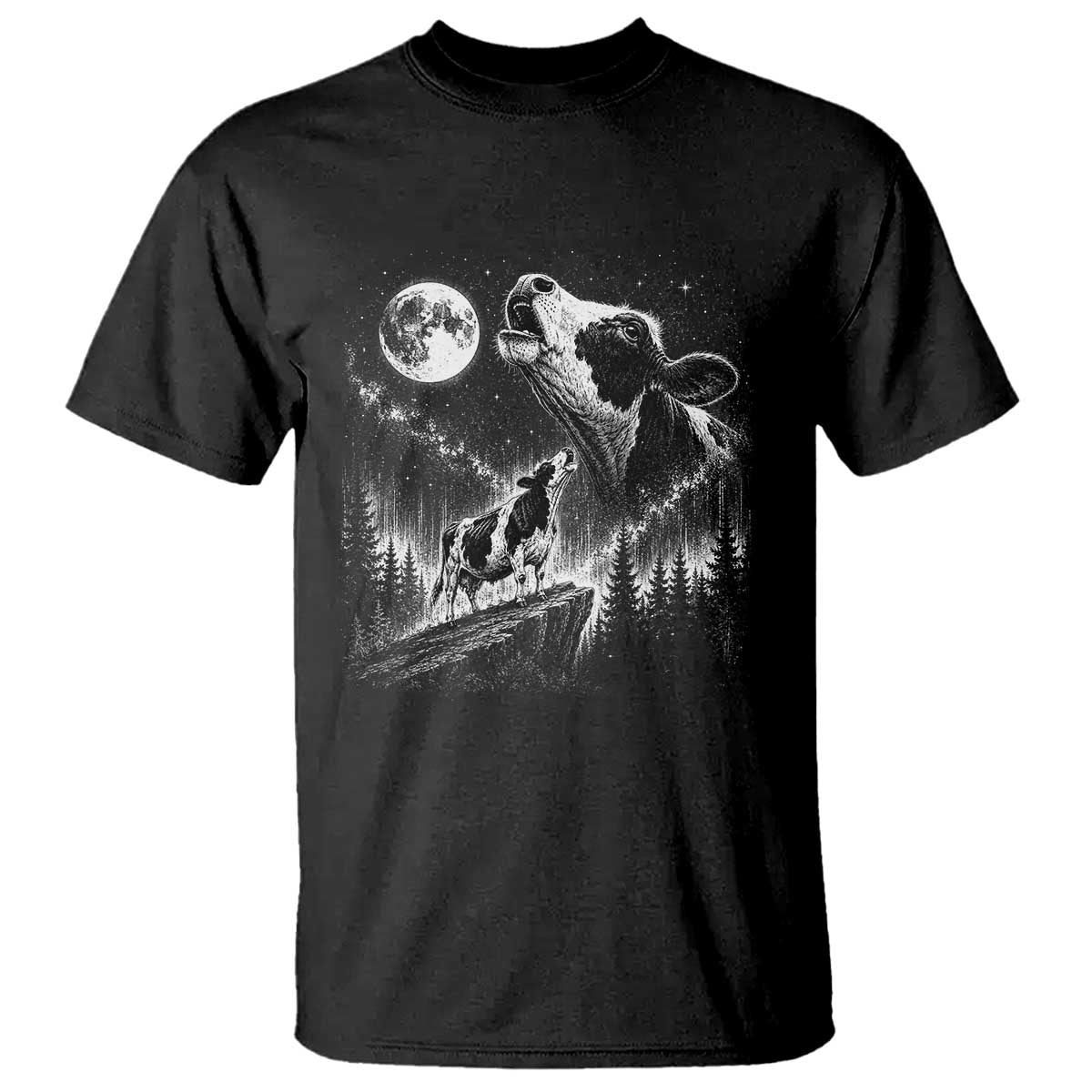 Cow Howling at Moon Vintage 90s Graphic T Shirt Retro Farm Animal Country Western Gift TS10 Black Print Your Wear