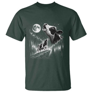 Cow Howling at Moon Vintage 90s Graphic T Shirt Retro Farm Animal Country Western Gift TS10 Dark Forest Green Print Your Wear