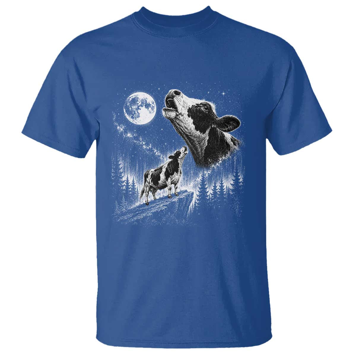 Cow Howling at Moon Vintage 90s Graphic T Shirt Retro Farm Animal Country Western Gift TS10 Royal Blue Print Your Wear