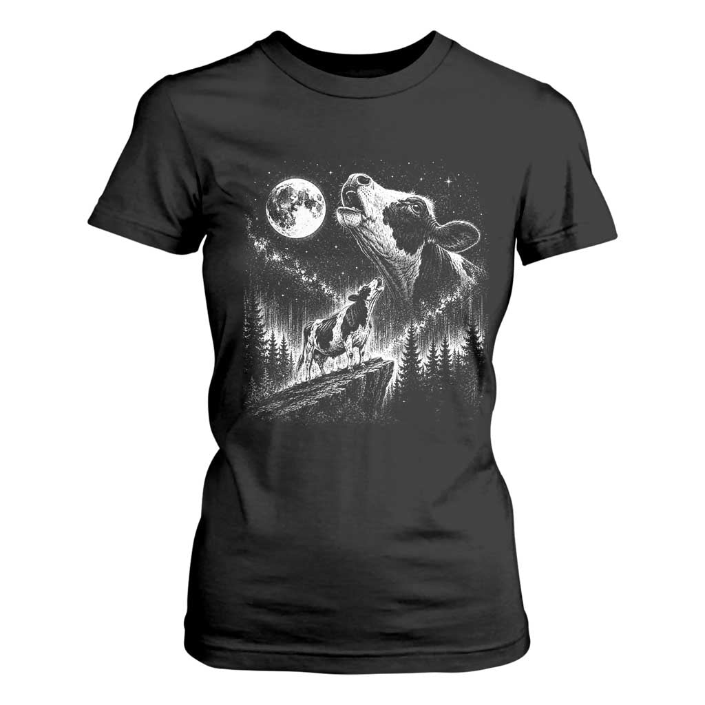 Cow Howling at Moon Vintage 90s Graphic T Shirt For Women Retro Farm Animal Country Western Gift TS10 Black Print Your Wear