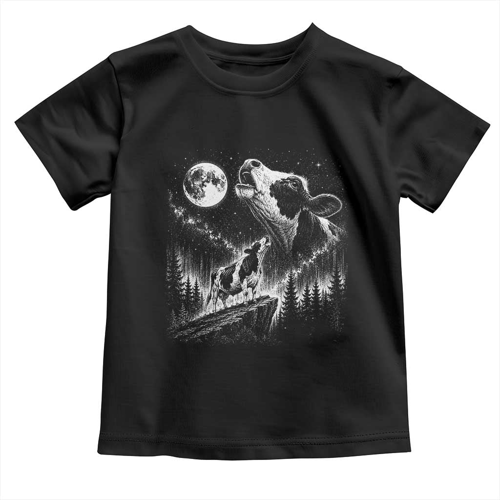Cow Howling at Moon Vintage 90s Graphic Toddler T Shirt Retro Farm Animal Country Western Gift TS10 Black Print Your Wear