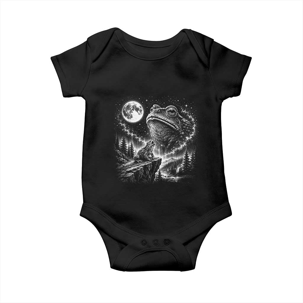 Frog Moon Baby Onesie Vintage 90s Frog Howling to Moon Parody Meme TS10 Black Print Your Wear