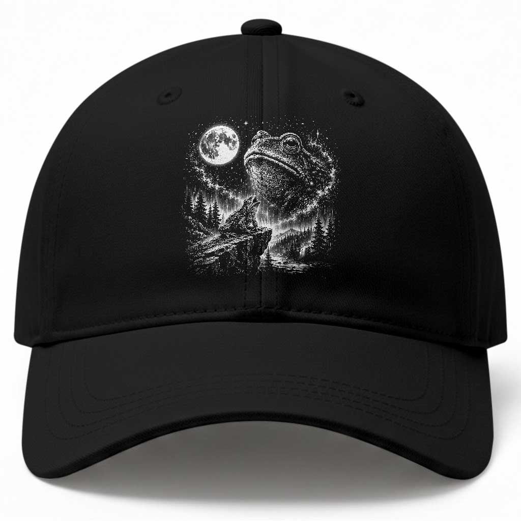 Frog Moon Baseball Cap Vintage 90s Frog Howling to Moon Parody Meme TS10 Print Your Wear
