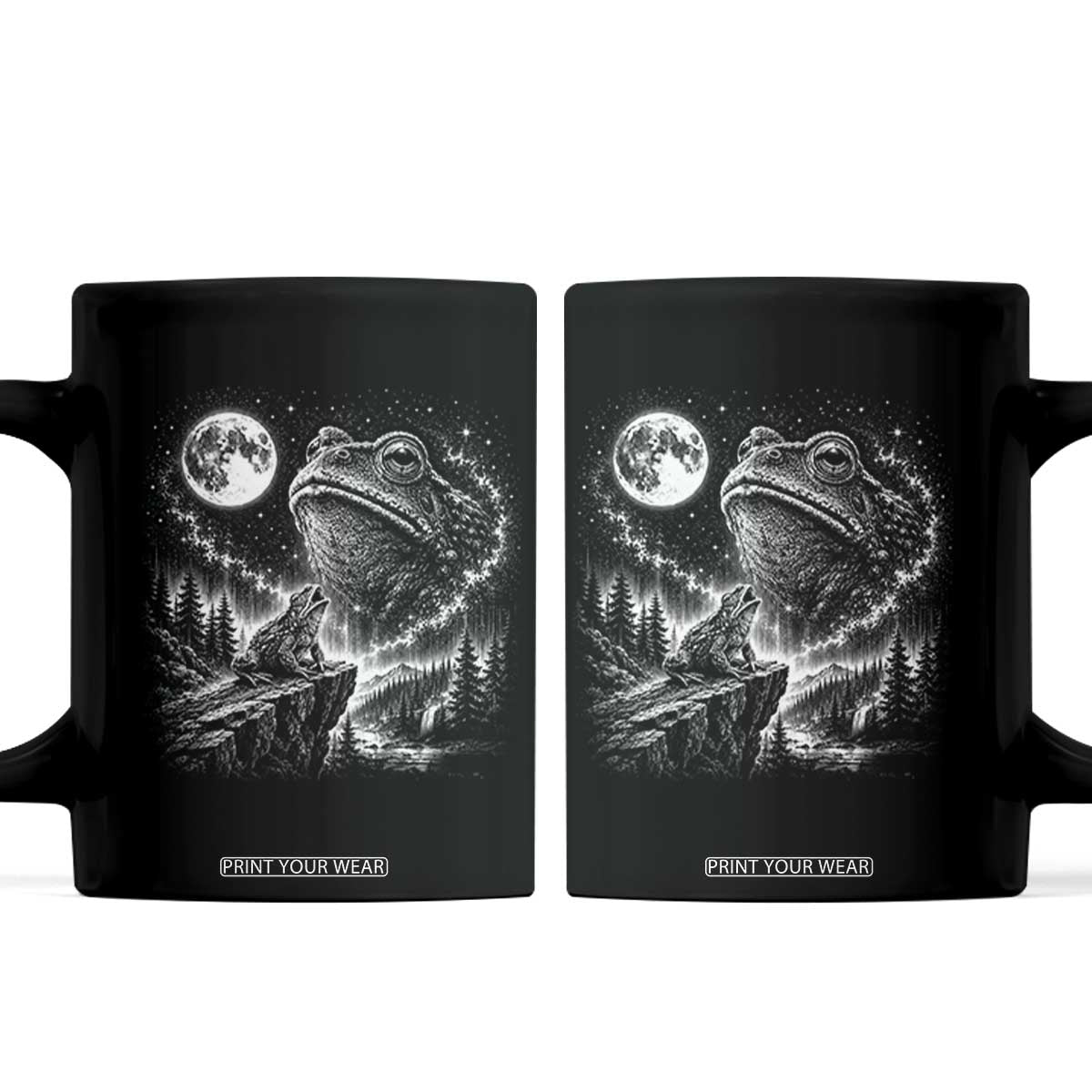 Frog Moon Coffee Mug Vintage 90s Frog Howling to Moon Parody Meme TS10 Black Print Your Wear