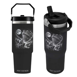 Frog Moon Flip Straw Tumbler Vintage 90s Frog Howling to Moon Parody Meme