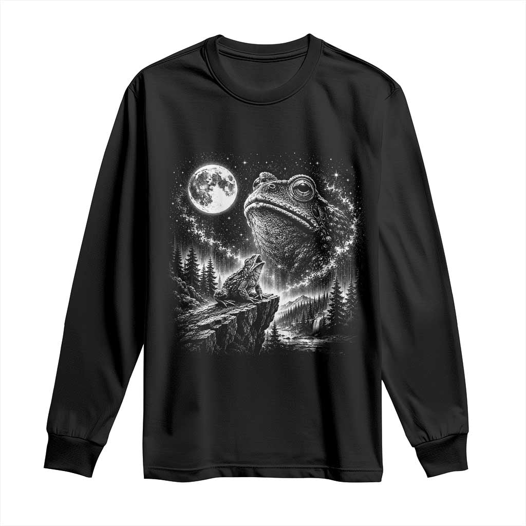 Frog Moon Long Sleeve Shirt Vintage 90s Frog Howling to Moon Parody Meme TS10 Black Print Your Wear