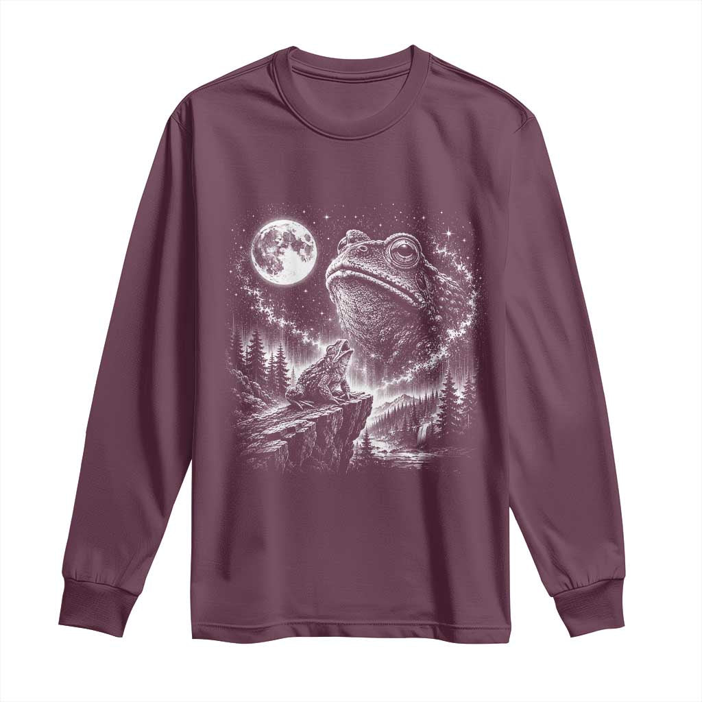 Frog Moon Long Sleeve Shirt Vintage 90s Frog Howling to Moon Parody Meme