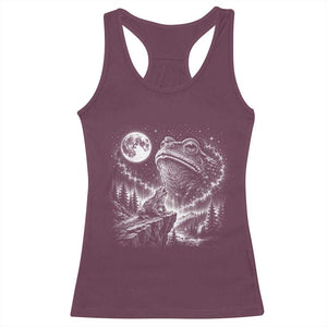 Frog Moon Racerback Tank Top Vintage 90s Frog Howling to Moon Parody Meme