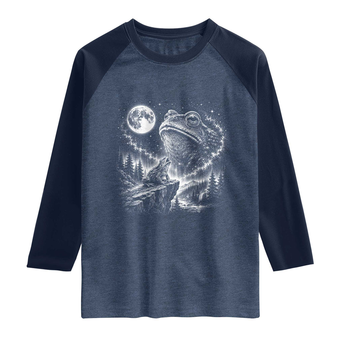 Frog Moon Raglan Shirt Vintage 90s Frog Howling to Moon Parody Meme