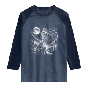 Frog Moon Raglan Shirt Vintage 90s Frog Howling to Moon Parody Meme