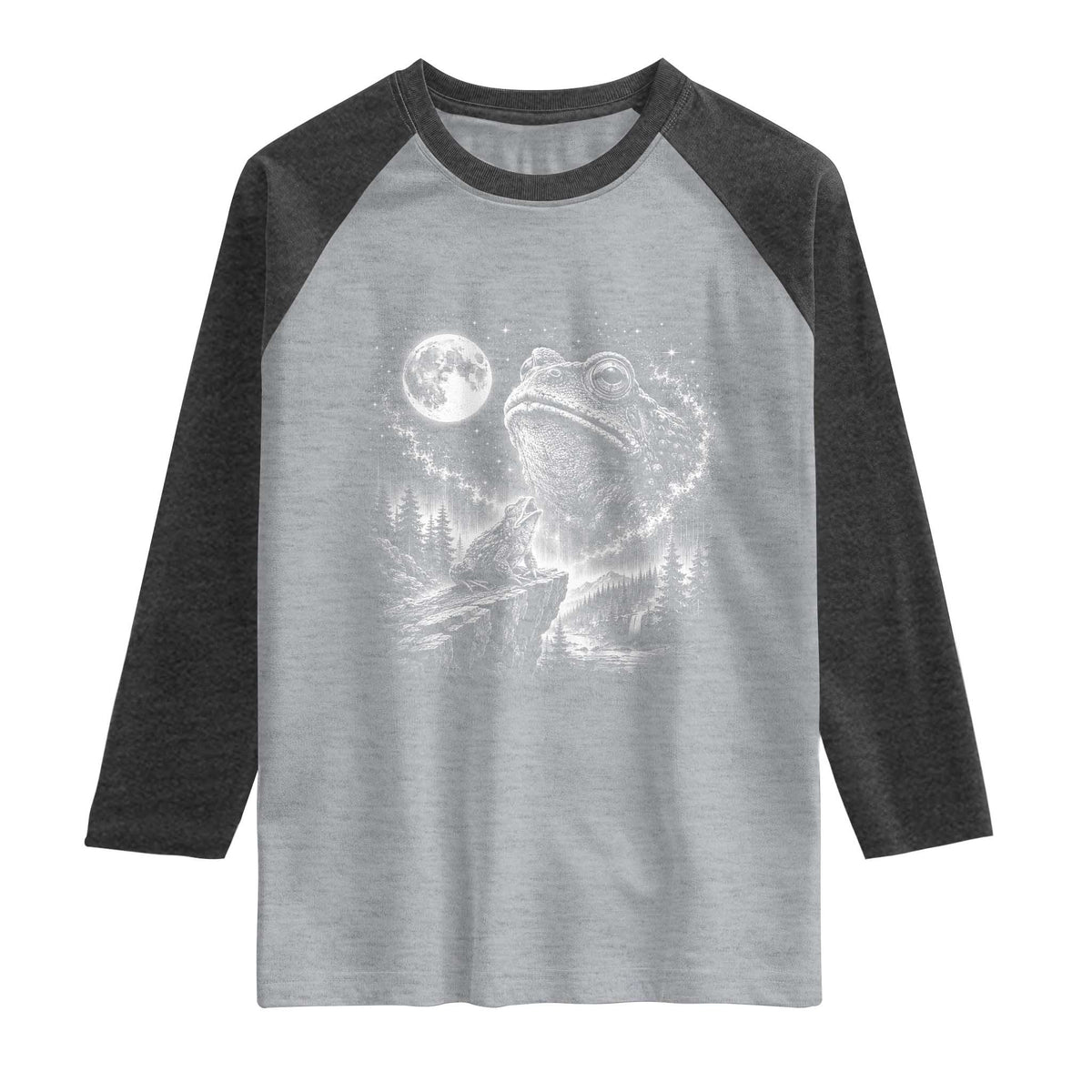 Frog Moon Raglan Shirt Vintage 90s Frog Howling to Moon Parody Meme