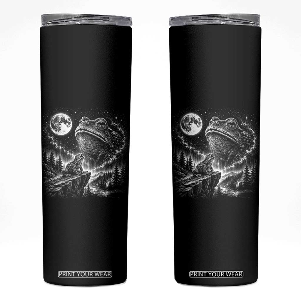 Frog Moon Skinny Tumbler Vintage 90s Frog Howling to Moon Parody Meme TS10 Black Print Your Wear