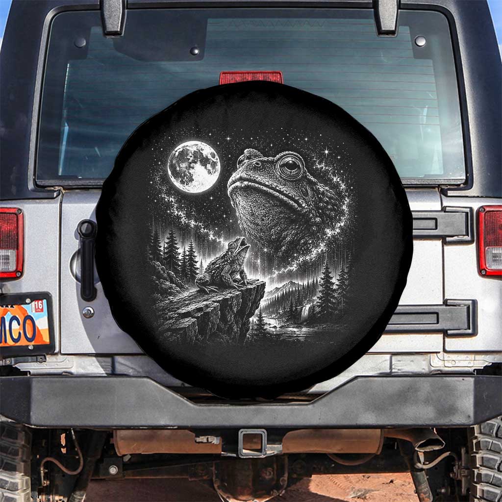 Frog Moon Spare Tire Cover Vintage 90s Frog Howling to Moon Parody Meme TS10 No hole Black Print Your Wear