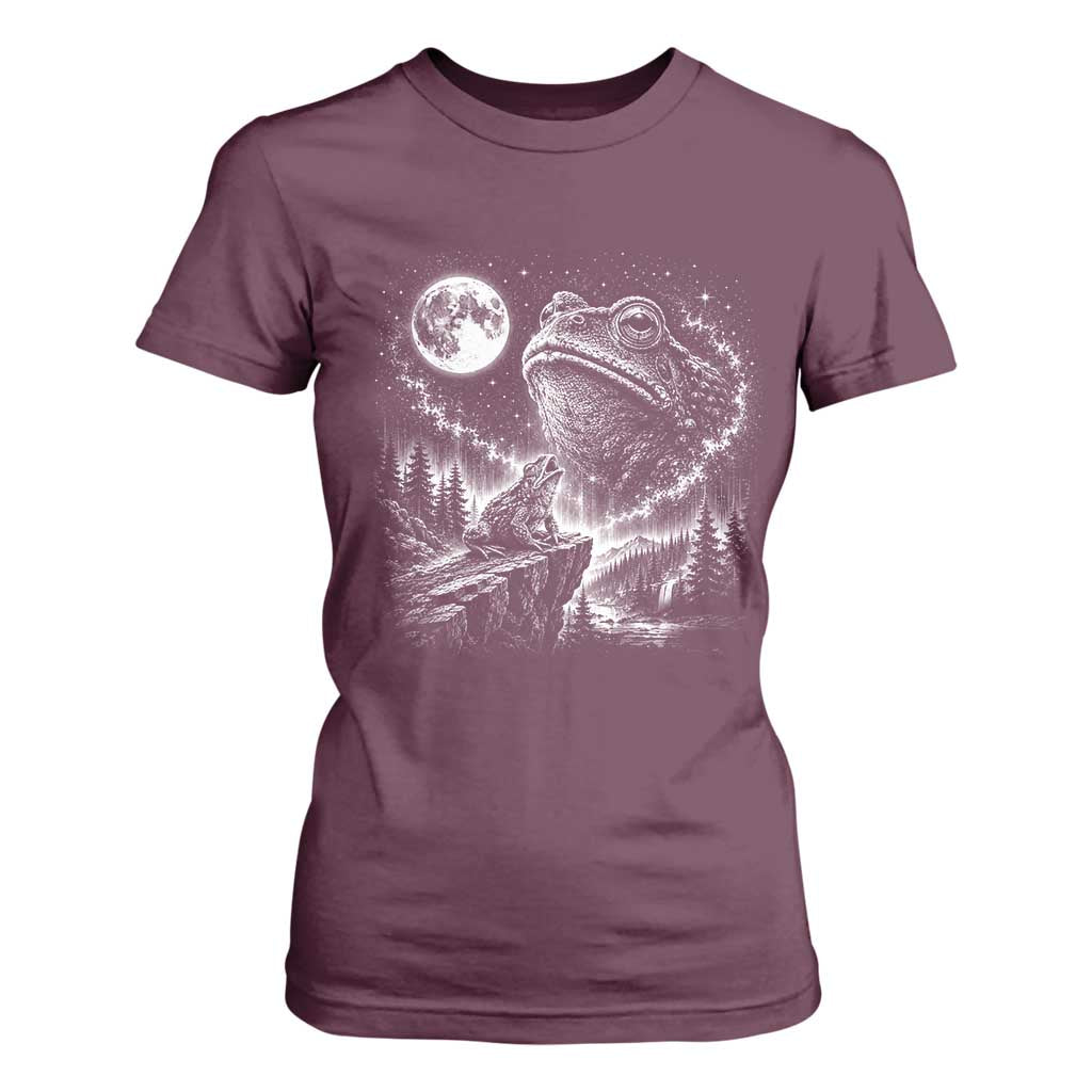 Frog Moon T Shirt For Women Vintage 90s Frog Howling to Moon Parody Meme